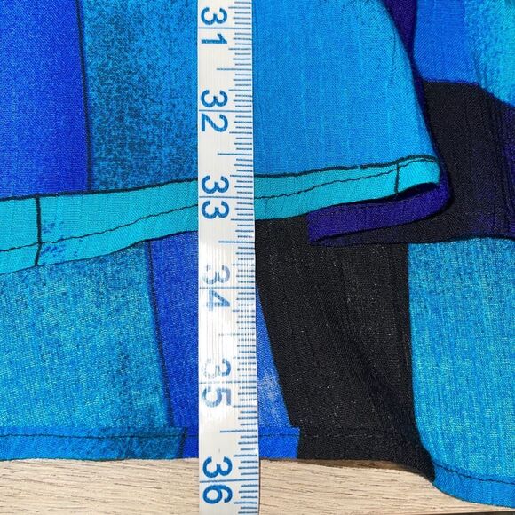 Womens 2 Pc Set Short Sleeve Blouse Printed Duster Cardigan Blue Purple Size 3X - Picture 10 of 10